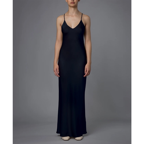 Allude Silk Satin Kjole, Sort 